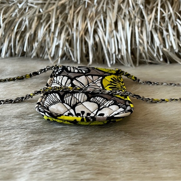 VERA BRADLEY Citron 2014 Mini Cellphone Crossbody Chainlink Yellow Black Floral - Picture 11 of 14